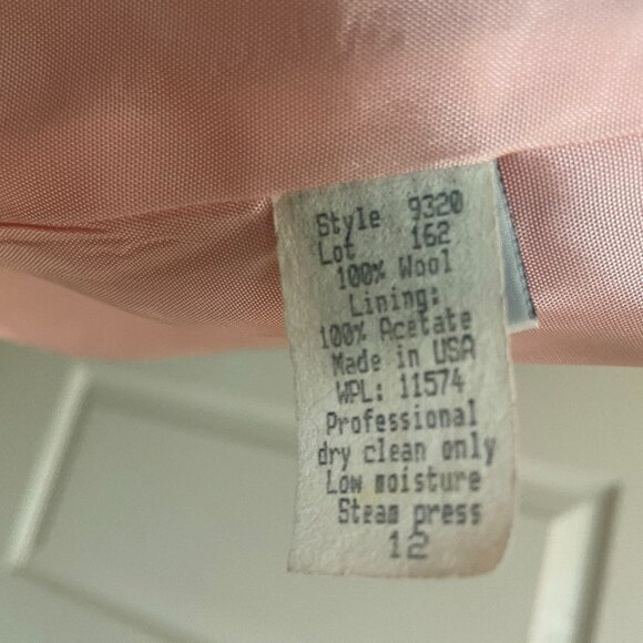 VTG PINK WOOL FULLY LINED JACKET, SIZE 12, ZIPPER FRONT. SAVANNAH BRAND - Picture 9 of 11
